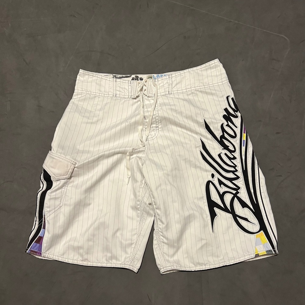 Billabong Board Shorts Men's Size 32 White Mark Occhilupo Signature Surf Swim
